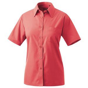 Damen-Bluse, halbarm, Kentkragen, tailliert, rot, Größe 38 : rot : 38 : 60% Baumwolle 40% Polyester 120 g/m²