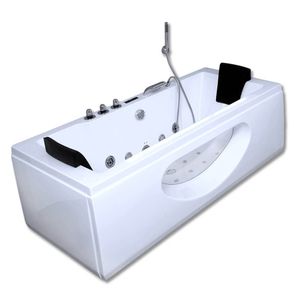 HOME DELUXE - Whirlpool - LAGUNA M - Weiß, Maße: 180 x 90 x 55 cm - inkl. Radio, Heizung und Lichttherapie I Eckwanne für 2 Personen, Indoor Whirlpool
