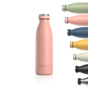 LARS NYSØM Trinkflasche Edelstahl | BPA-freie Isolierflasche | Auslaufsichere Wasserflasche für Sport, Fahrrad, Hund, Baby, Kinder 500ml Nude