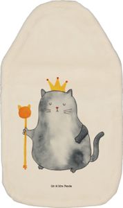Mr. & Mrs. Panda Wärmflasche Katze König - Weiß - Geschenk, Katzenprodukte, Haustier, Familie, Miau, Wohnung, Krone, Königin, Kinderwärmflasche, Katzenmotive, Bettflasche