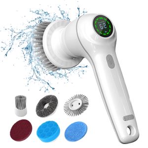 Elektro-Oberflächenbürste Reinigungsbürsten-Set Spin Scrubber 7 -in -1 Reinigungsbürste 9,00 cm Bürstendurchmesser, mit 7 Bürstenköpfe, 2 Modi, Weiß