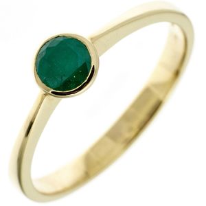 Ring Damenring mit Smaragd grün 333 Gold Gelbgold Smaragdring schlicht, Ringgröße:Innenumfang 50mm  Ø15.9mm