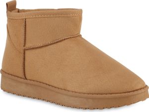 VAN HILL Damen Warm Gefütterte Winter Boots Bequeme Profil-Sohle Schuhe 840658, Farbe: Hellbraun, Größe: 39