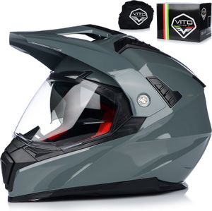 Motocross Helm mit Sonnenblende | VITO MOLINO | Herren und Damen | ATV QUAD ENDURO HELM | ECE 22.06  | Motorradhelm mit Doppelvisier | XL (61-62cm)