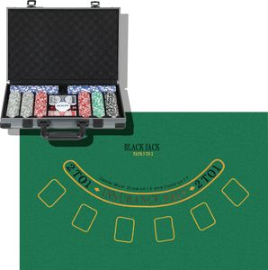 SPORTNOW pokerový kufřík pokerová sada, kompletní pokerová sada se 400 žetony, 11,5 gramu, 2 balíčky karet, 5 kostek, dealerský disk, hrací podložka, hliníkový kufřík
