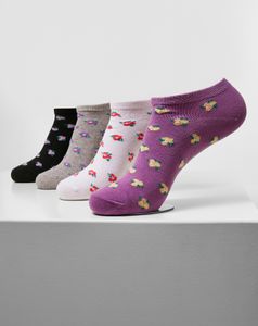 Urban Classics TB4233 | Recyklovaná priadza Flower Invisible Socks 4-Pack Socken - Farbe: grey+black+white+lilac - Größe: 35-38