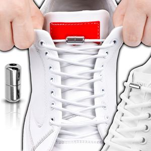 Elastische Schnürsenkel ohne Binden | Schnellverschluss & Schnellschnürsystem | Silikon & Gummi, Flach & Rund, Bunt | 1 Paar, 100 cm | Weiß | Retoo