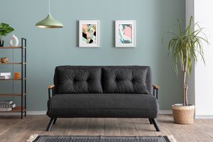 Hanah Home, Sando 2-Seater - Dark Grey, 2místná rozkládací pohovka, tmavě šedá, 133 x 78 x 78 cm