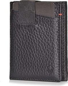 DONBOLSO Wallet 2 BusinessLine I Slim Wallet I 9 Kartenfächer I Bis zu 13 Karten I RFID-Schutz I Echtes Leder I Mini-Geldbörse in Nappa genarbt schwarz