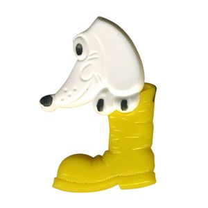 Anstecker - Hund im Schuh - gelb - DDR Anstecknadel