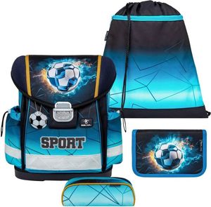 Belmil Classy ergonomisches Schulranzen-Set 4-teilig "Fire Football" mit Brustgurt
