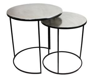 Moderner Couchtisch 2er Set aus Metall Beistelltisch Wohnzimmertisch edel Zusammenstellbar Aluminium C-Table