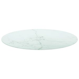 vidaXL Tischplatte Weiß Ø80x1 cm Hartglas in Marmoroptik