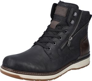 Rieker męskie sznurowane buty z ozdobnym zamkiem błyskawicznym 39440, rozmiar:43 EU, kolor:Czarny