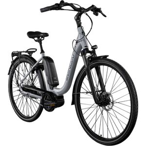 Zündapp X300 E Bike Damenfahrrad 155 - 180 cm Stadtrad Pedelec 7 Gang Shimano Schaltung Cityrad mit Bosch Mittelmotor Hollandrad, Farbe:silber/lila, Rahmengröße:51 cm