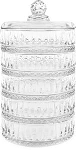 5-stöckige Glasschalen-Set mit Deckel - Patisserie mit elegantem Riffle-Design