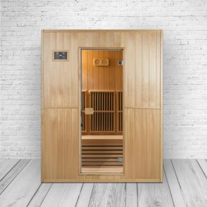 PureHaven infračervená sauna 120x160x200 cm pre 4 osoby saunové kachle z kanadského dreva hemlock energeticky úsporná kadečka saunové kamene