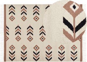 BELIANI Kelim-Teppich Beige / Schwarz Baumwolle 200 x 300 cm mit Fransen Geometrischem Muster Handgewebt Zweiseitig Modern Boho Wohnzimmer Schlafzimmer