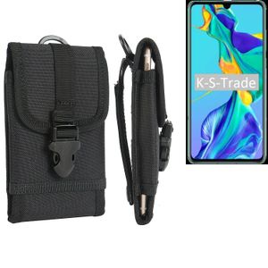K-S-Trade Holster Handy Hülle kompatibel mit Huawei P30 Holster Handytasche Gürtel Tasche Schutz Hülle Robust Outdoor schwarz