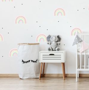 INSPIO - Pastell-Regenbögen mit Punkten - Wandtattoos für Mädchen - Wandtattoos - Kugeln und Punkte, Feen und Diademe, Regenbogen, regenbögen - Kinderzimmer, Für Mädchen - Rosa - Textiler Wandaufkleber, den man wieder aufkleben kann