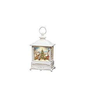 Konstsmide LED Wasserlaterne, weiß, "Weihnachtsmarkt", mit an/aus Schalter, 5h Timer, 1 warm weiße Diode, batteriebetrieben & USB, Innen, 0,1W, Batterie: 3 x AA 1,5V (exkl.) - 4270-200