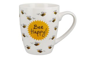 Gilde 50563 Porzellan Tasse "Bee Happy" ca. 360ml weiß