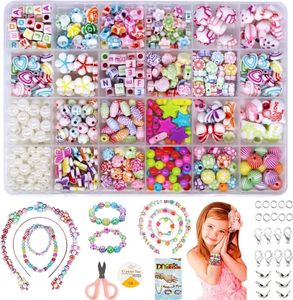 Perlen zum Auffädeln, DIY Perlen Set Armbänder Selber Machen Kinder Schmuck Schnurset, Buchstaben Perlenschmuck Schmuckbasteln, Geburtstagsgeschenk für Mädchen