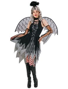 Gothic-Engel-Kostüm Halloweenkostüm für Frauen schwarz