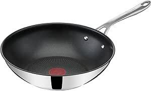 Tefal Jamie Oliver E3101925, Rund, Wok-/Bratpfanne, Edelstahl, Titan, 250 °C, Edelstahl