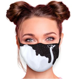 Alltagsmaske Stoffmaske Motiv Mund- Nasenschutz einstellbare Ohrbügel Waschbar Herren Damen verschiedene Designs, Modell wählen:schwarz/weiß