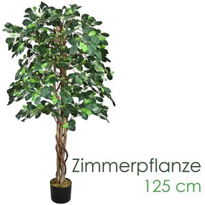 Schefflera Kunstpflanze Künstliche Pflanze Kunstlicher Baum Kunstbaum mit Echtholz 125cm Decovego