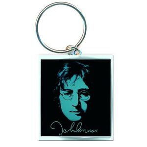 John Lennon -  Emaille Schlüsselanhänger Foto RO6244 (Einheitsgröße) (Schwarz/Blau)
