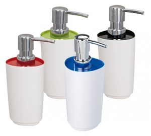 WENKO Seifenspender Alcamo - Melamin - Spender für Seife oder Lotion - Flüssigseife Dispenser - Shampoospender, Farbe:Grün