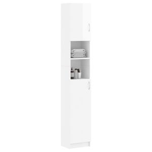 vidaXL Kúpeľňová skrinka s vysokým leskom biela 32x25,5x190 cm Drevo Materiál