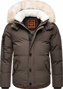 Stone Harbour Herren Winterjacke Steppjacke Parka Teddyfell warm gefüttert Kapuze Halvaar Anthrazit mit Weißem Fell Größe. L