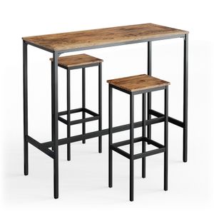 Vicco Bar table set Fyrk, 120 x 50 cm with 2 bar stools, Rustic oak/Black