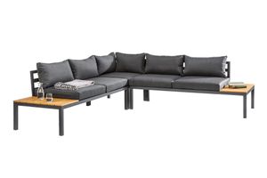 Große Garten Sitzgruppe MIAMI LOUNGE 240cm schwarz anthrazit Gartenmöbel inkl. Kissen