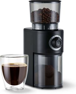 Tchibo elektrische Kaffeemühle, Edelstahlmahlwerk, 26 Mahlgradeinstellungen, Schwarz/Silber Tchibo elektrische Kaffeemühle, Edelstahlmahlwerk, 26 Mahlgradeinstellungen, Schwarz/Silber