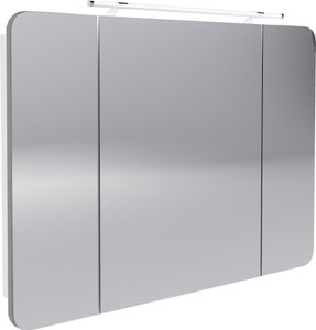 FACKELMANN LED Spiegelschrank MILANO / Badschrank mit 3D Effekt / Soft-Close / Maße (B x H x T): ca. 110 x 78 x 15,5 cm / Schrank mit Spiegel & LED-   fürs Bad / 3 Türen / Korpus: Weiß