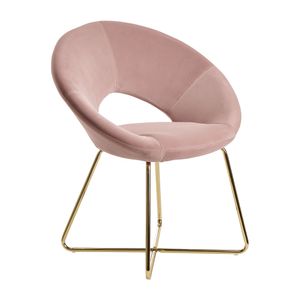 Jídelní židle WOHNLING sametově růžová kuchyňská židle se zlatými nohami, skořepinová židle látka / kov, designová čalouněná židle, čalouněná jídelní židle