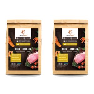 Wildfang Junior Premium Trockenfutter für Welpen mit 60% Huhn 2 x 6 kg, getreidefrei, glutenfrei, hypoallergen