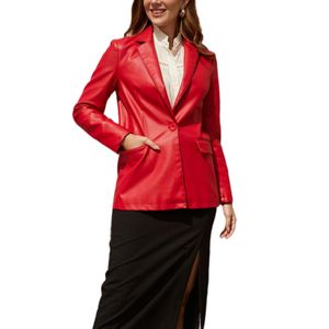 Damen Business Jacken Blazers Einbriefe Arbeit Büro Outwear Passform mit Taschen Rot,Größe:S