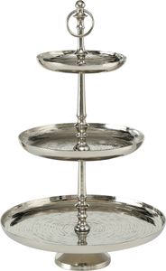 Boltze Etagere Ties Dekoration aus Aluminium 30 x 30 x 50 cm Deko Silber 3108600