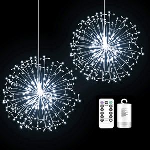 ※198 LEDs Feuerwerk Lichterkette 8 Lichtmodi Löwenzahn Lichter Wasserdicht Außen Garten Weihnachten Deko, Weiß