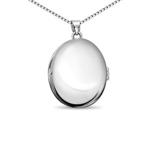 personalisierte geschenk Medaillon oval glänzend mit Silberkette Sterling Silber 925 Kette, zum öffnen für Bilder Gratis Gravur
