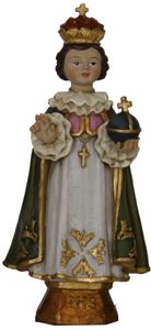 Heiligenfigur Prager Jesuskind, Grüner Umhang 11,7 cm