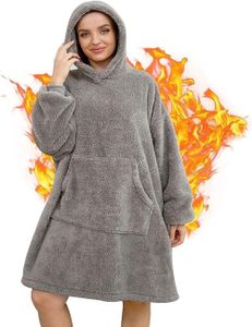 Fleecepullover Hoodie Decke Damen Oversized Kapuzenpullover mit Ärmeln Kuschelpullover Decke zum Anziehen als Geschenke für Erwachsene