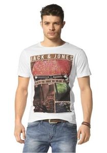 JACK & JONES Herren T-Shirt * mit Frontprint in weiß * Größe XXL * Slim-fit NEU