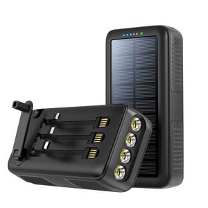 Solar Powerbank Handkurbel 61200mAh Tragbare Solar Ladegerät mit LED Licht 2 USB