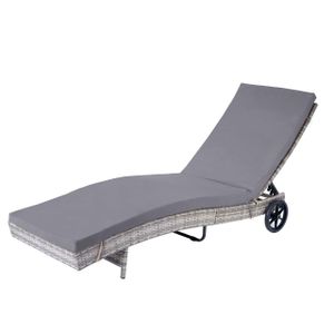 Sonnenliege HWC-D80, Gartenliege Relaxliege Liege, Poly-Rattan  grau, Kissen dunkelgrau